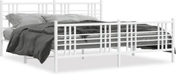 vidaXL - Bedframe - met - hoofd- - en - voeteneinde - metaal - wit - 183x213 - cm