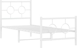 vidaXL - Bedframe - met - hoofd- - en - voeteneinde - metaal - wit - 80x200 - cm