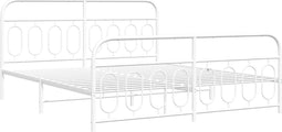 vidaXL - Bedframe - met - hoofd- - en - voeteneinde - metaal - wit - 183x213 - cm