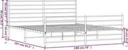 vidaXL - Bedframe - met - hoofd- - en - voeteneinde - metaal - wit - 193x203 - cm