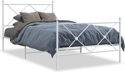 vidaXL - Bedframe - met - hoofd- - en - voeteneinde - metaal - wit - 100x190 - cm