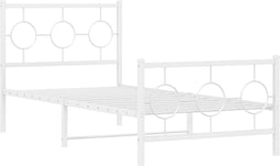 vidaXL - Bedframe - met - hoofd- - en - voeteneinde - metaal - wit - 90x190 - cm