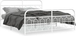 vidaXL - Bedframe - met - hoofd- - en - voeteneinde - metaal - wit - 160x200 - cm