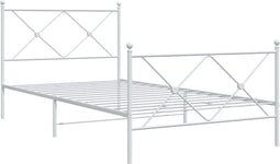 vidaXL - Bedframe - met - hoofd- - en - voeteneinde - metaal - wit - 107x203 - cm