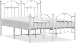 vidaXL - Bedframe - met - hoofd- - en - voeteneinde - metaal - wit - 120 - x - 190 - cm