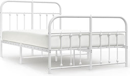 vidaXL - Bedframe - met - hoofd- - en - voeteneinde - metaal - wit - 120 - x - 190 - cm