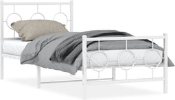 vidaXL - Bedframe - met - hoofd- - en - voeteneinde - metaal - wit - 90x200 - cm