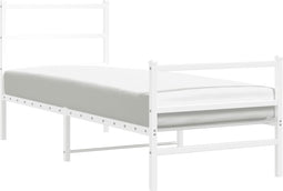 vidaXL - Bedframe - met - hoofd- - en - voeteneinde metaal - wit - 80x200 - cm