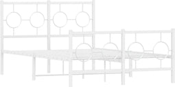 vidaXL - Bedframe - met - hoofd- - en - voeteneinde - metaal - wit - 120 - x - 190 - cm