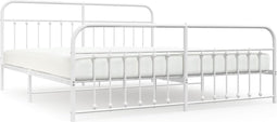 vidaXL - Bedframe - met - hoofd- - en - voeteneinde - metaal - wit - 193x203 - cm