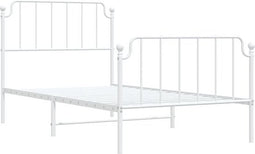 vidaXL - Bedframe - met - hoofd- - en - voeteneinde metaal - wit - 100x190 - cm