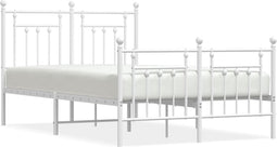vidaXL - Bedframe - met - hoofd- - en - voeteneinde - metaal - wit - 120x200 - cm