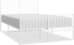 vidaXL - Bedframe - met - hoofd- - en - voeteneinde - metaal - wit - 140x200 - cm