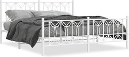 vidaXL - Bedframe - met - hoofd- - en - voeteneinde - metaal - wit - 183x213 - cm