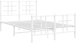 vidaXL - Bedframe - met - hoofd- - en - voeteneinde - metaal - wit - 120x200 - cm