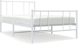vidaXL - Bedframe - met - hoofd- - en - voeteneinde - metaal - wit - 80x200 - cm