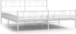 vidaXL - Bedframe - met - hoofd- - en - voeteneinde - metaal - wit - 200x200 - cm