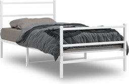 vidaXL - Bedframe - met - hoofd- - en - voeteneinde metaal - wit - 100x200 - cm