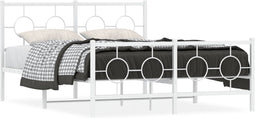 vidaXL - Bedframe - met - hoofd- - en - voeteneinde - metaal - wit - 140x200 - cm