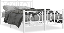 vidaXL - Bedframe - met - hoofd- - en - voeteneinde - metaal - wit - 140x200 - cm