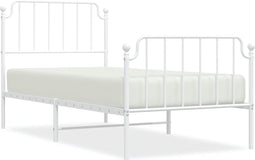 vidaXL - Bedframe - met - hoofd- - en - voeteneinde metaal - wit - 90x200 - cm