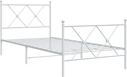 vidaXL - Bedframe - met - hoofd- - en - voeteneinde - metaal - wit - 90x190 - cm
