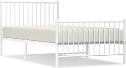 vidaXL - Bedframe - met - hoofd- - en - voeteneinde - metaal - wit - 100x200 - cm
