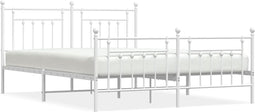 vidaXL - Bedframe - met - hoofd- - en - voeteneinde - metaal - wit - 160x200 - cm