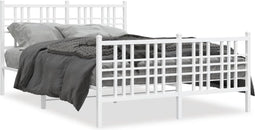 vidaXL - Bedframe - met - hoofd- - en - voeteneinde - metaal - wit - 140x190 - cm