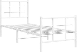 vidaXL - Bedframe - met - hoofd- - en - voeteneinde - metaal - wit - 75x190 - cm