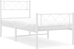 vidaXL - Bedframe - met - hoofd- - en - voeteneinde - metaal - wit - 75x190 - cm
