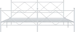 vidaXL - Bedframe - met - hoofd- - en - voeteneinde - metaal - wit - 200x200 - cm