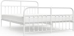 vidaXL - Bedframe - met - hoofd- - en - voeteneinde - metaal - wit - 183x213 - cm