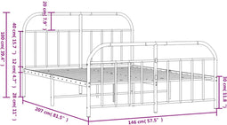 vidaXL - Bedframe - met - hoofd- - en - voeteneinde - metaal - wit - 140x200 - cm