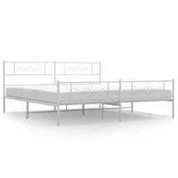 vidaXL - Bedframe - met - hoofd- - en - voeteneinde - metaal - wit - 193x203 - cm