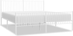 vidaXL - Bedframe - met - hoofd- - en - voeteneinde - metaal - wit - 193x203 - cm