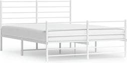vidaXL - Bedframe - met - hoofd- - en - voeteneinde - metaal - wit - 140x200 - cm