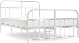 vidaXL - Bedframe - met - hoofd- - en - voeteneinde - metaal - wit - 135x190 - cm