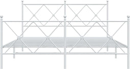 vidaXL - Bedframe - met - hoofd- - en - voeteneinde - metaal - wit - 160x200 - cm