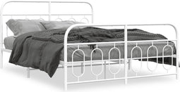 vidaXL - Bedframe - met - hoofd- - en - voeteneinde - metaal - wit - 150x200 - cm