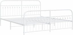 vidaXL - Bedframe - met - hoofd- - en - voeteneinde - metaal - wit - 183x213 - cm
