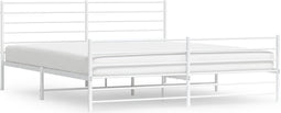 vidaXL - Bedframe - met - hoofd- - en - voeteneinde - metaal - wit - 200x200 - cm