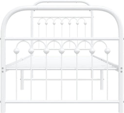 vidaXL - Bedframe - met - hoofd- - en - voeteneinde - metaal - wit - 75x190 - cm