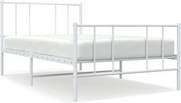 vidaXL - Bedframe - met - hoofd- - en - voeteneinde - metaal - wit - 75x190 - cm