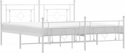 vidaXL - Bedframe - met - hoofd- - en - voeteneinde - metaal - wit - 183x213 - cm