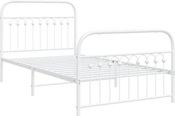 vidaXL - Bedframe - met - hoofd- - en - voeteneinde - metaal - wit - 100x200 - cm