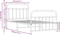 vidaXL - Bedframe - met - hoofd- - en - voeteneinde - metaal - wit - 100x190 - cm