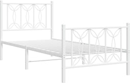 vidaXL - Bedframe - met - hoofd- - en - voeteneinde - metaal - wit - 80x200 - cm