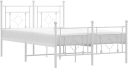 vidaXL - Bedframe - met - hoofd- - en - voeteneinde - metaal - wit - 120 - x - 190 - cm