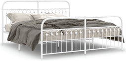 vidaXL - Bedframe - met - hoofd- - en - voeteneinde - metaal - wit - 183x203 - cm